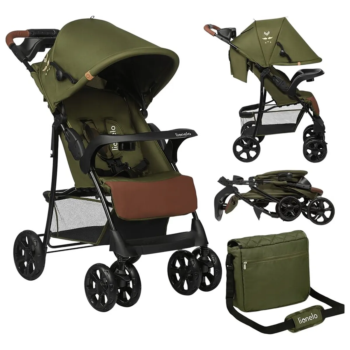Carucior sport, Lionelo, Emma Plus, Geanta accesorii, Forest Green 6 luni [3]