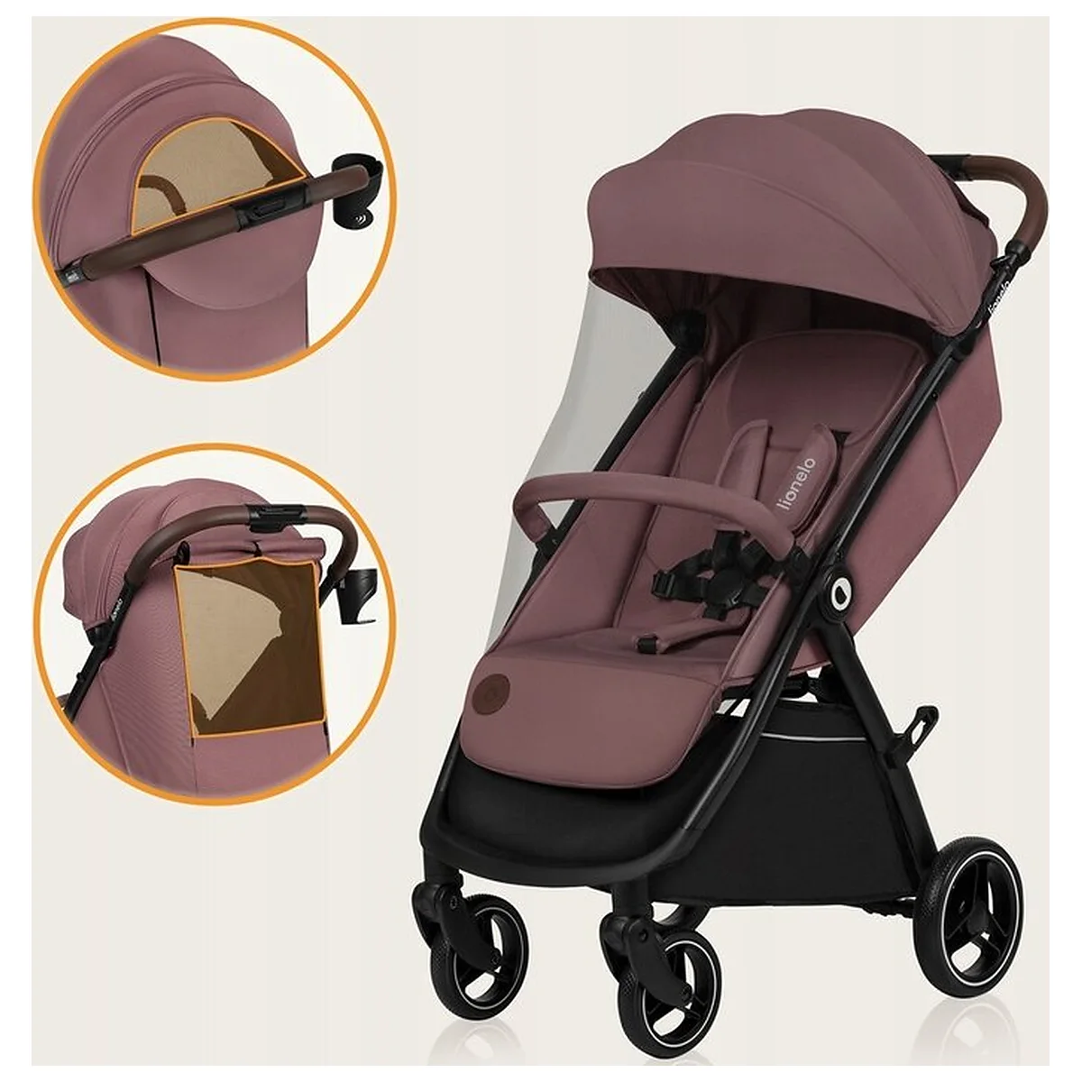 Carucior sport, Lionelo, Ingrid, Capotina impermeabila cu filtru UPF50+, Pana la 22 Kg, Spatar reglabil in 3 pozitii, [16]