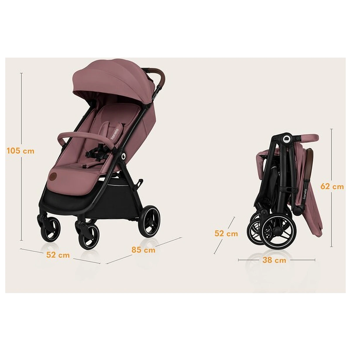 Carucior sport, Lionelo, Ingrid, Capotina impermeabila cu filtru UPF50+, Pana la 22 Kg, Spatar reglabil in 3 pozitii, [19]