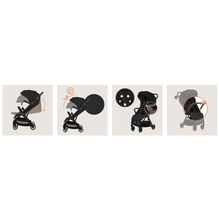 Carucior sport, Lionelo, Julie Air, Greutate redusa - 7.5 kg, Sustine 22 kg, 6 luni+, Capotina impermeabila, Protectie [16]