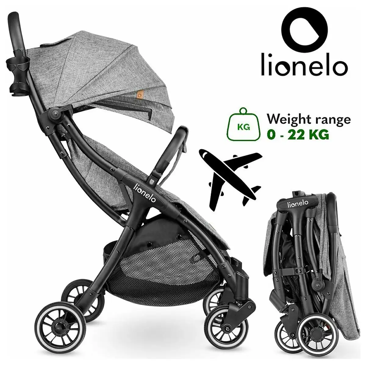 Carucior sport, Lionelo, Julie One, De la nastere, Greutate redusa, Cu accesorii, Cadru din aluminiu, 0-22 kg, Pliere [24]