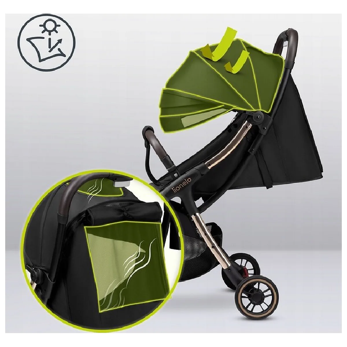 Carucior sport, Lionelo, Julie One, De la nastere, Greutate redusa, Cu accesorii, Cadru din aluminiu, 0-22 kg, Pliere [25]