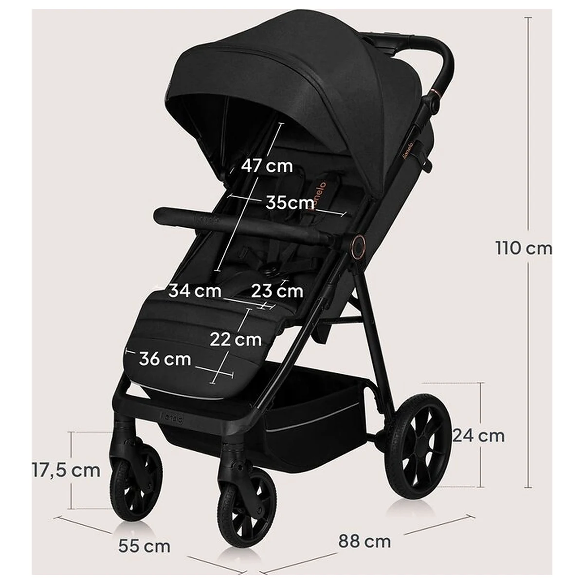 Carucior sport, Lionelo, Mira, Maner reglabil in 5 pozitii, Spatar si suport de picioare reglabile, Plasa de tantari si [20]