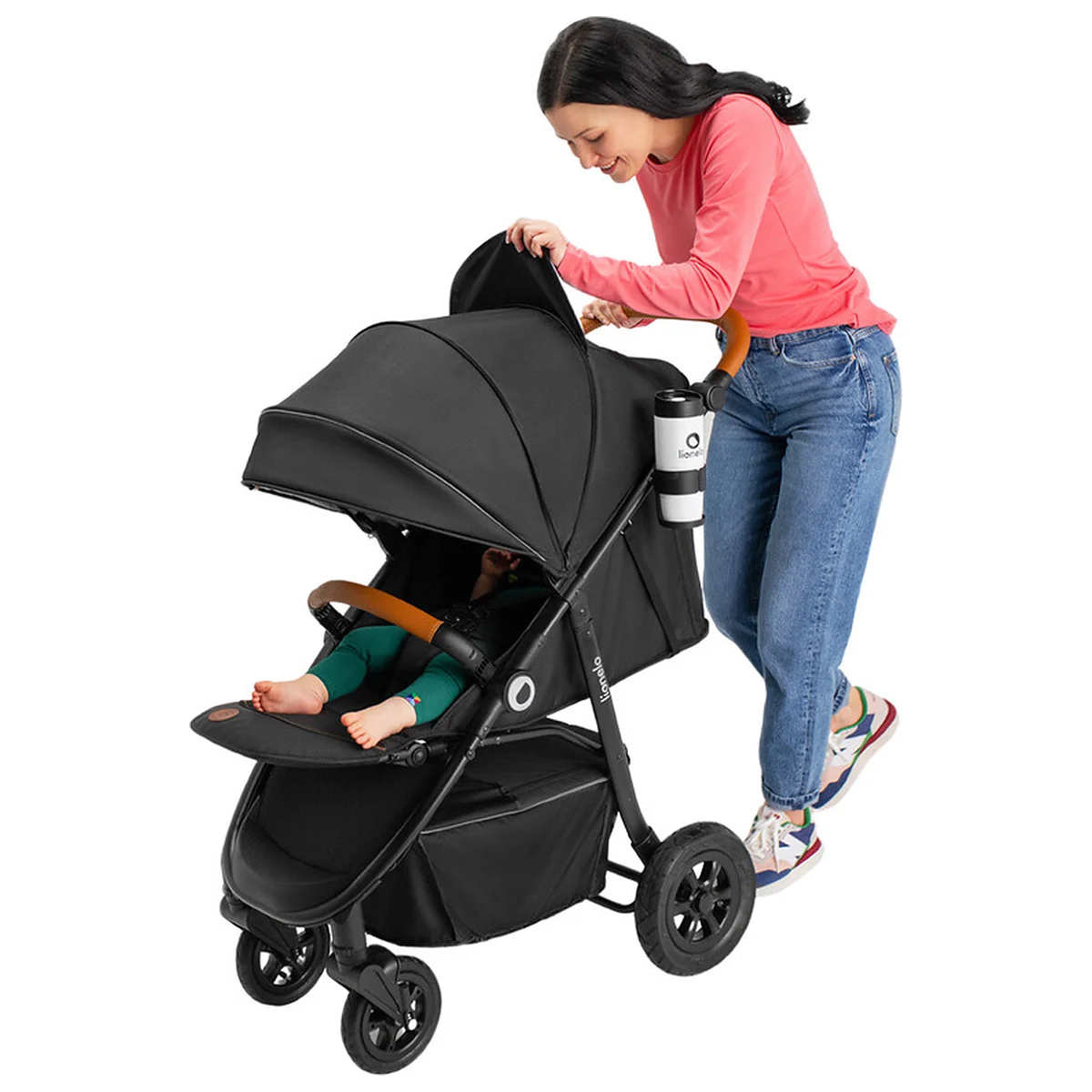 Carucior sport, Lionelo, Natt, De la nastere, Cu accesorii si capotina XXL reglabila, 0 - 22 kg, Negru Onyx 4 ani [4]