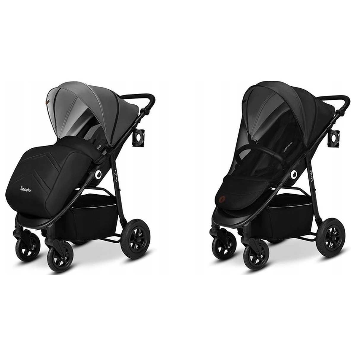 Carucior sport, Lionelo, Natt, De la nastere, Cu accesorii si capotina XXL reglabila, 0 - 22 kg, Negru Onyx 4 ani [14]