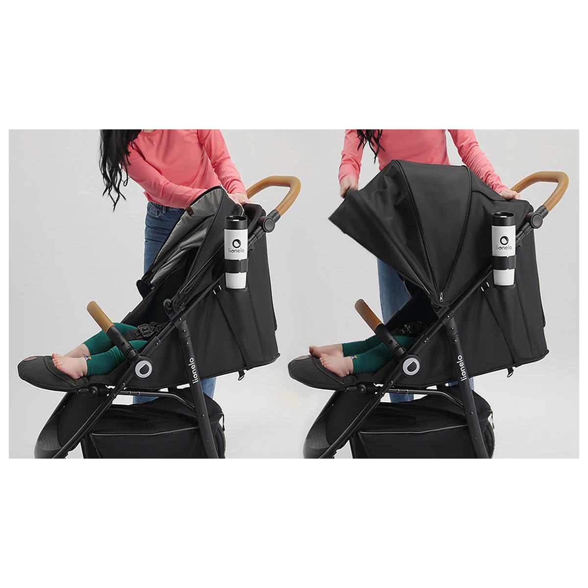 Carucior sport, Lionelo, Natt, De la nastere, Cu accesorii si capotina XXL reglabila, 0 - 22 kg, Negru Onyx 4 ani [16]