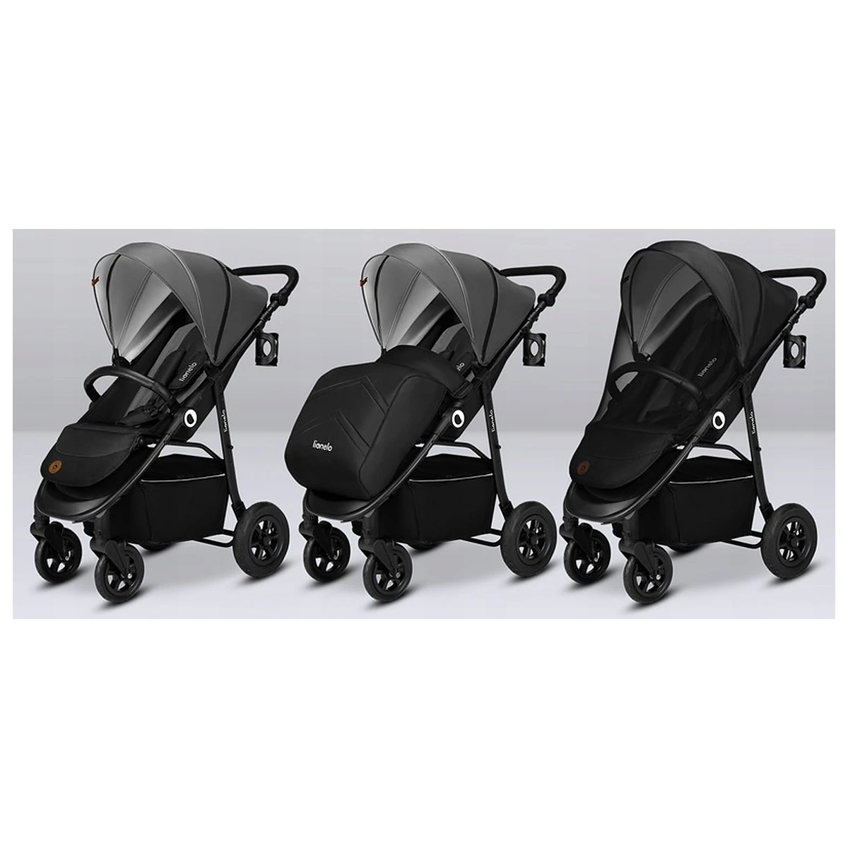 Carucior sport, Lionelo, Natt, De la nastere, Cu accesorii si capotina XXL reglabila, 0 - 22 kg, Negru Onyx 4 ani [15]