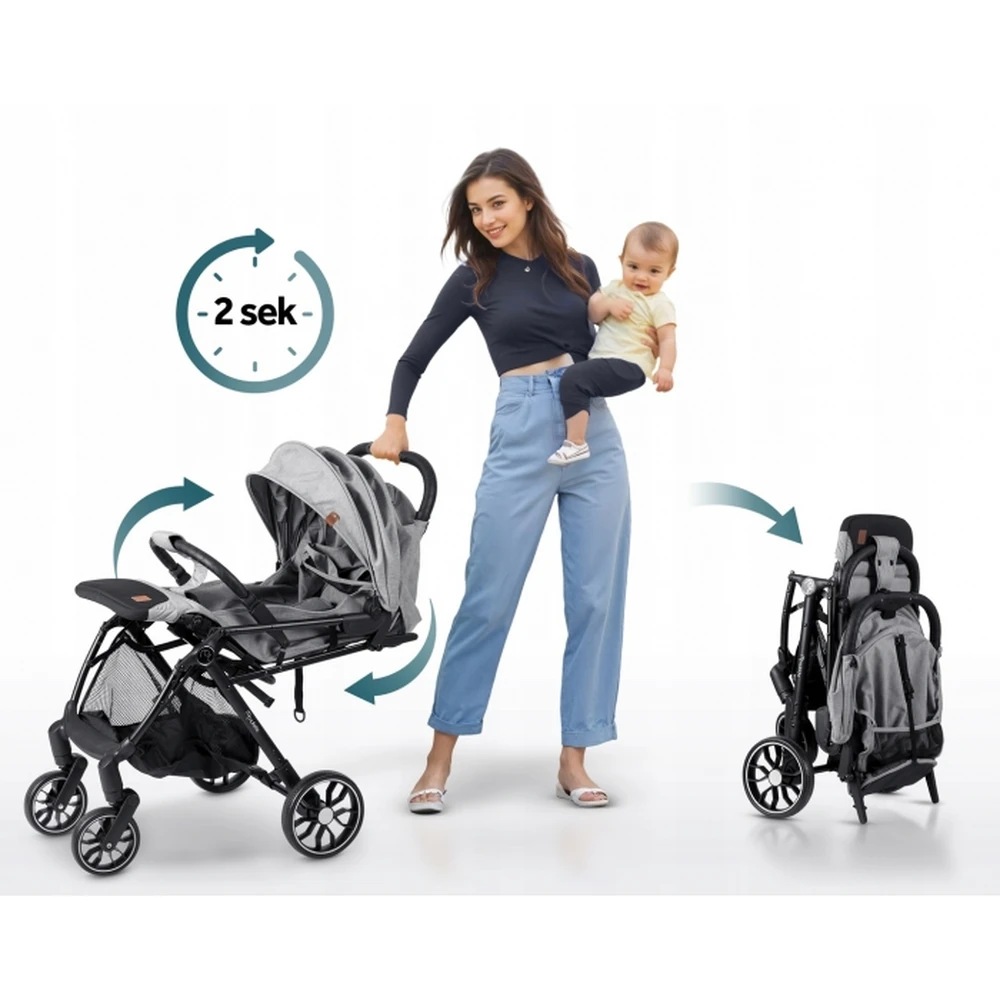 Carucior sport pentru copii, Nukido Paseo - Gri deschis [11]