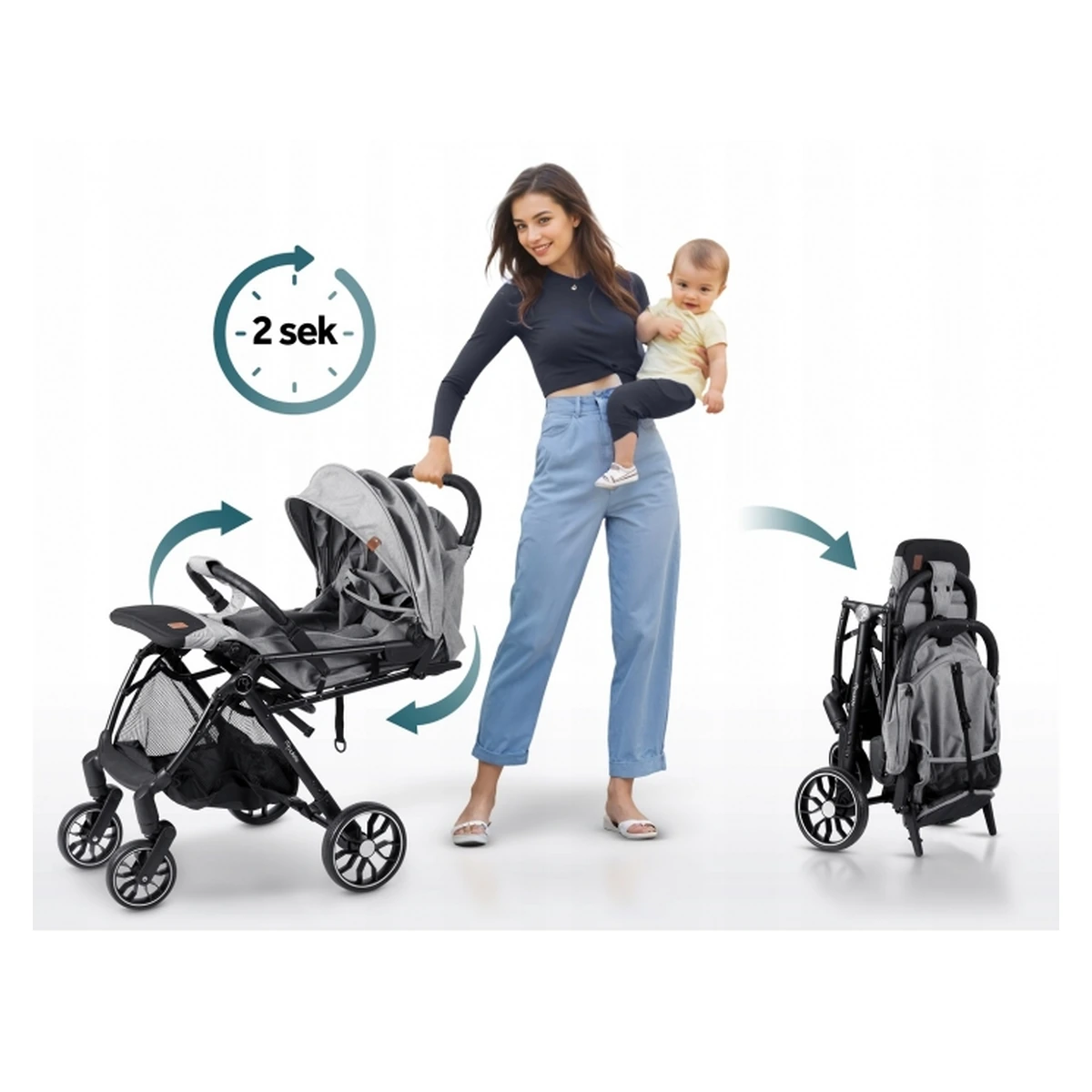 Carucior sport pentru copii, Nukido Paseo - Gri deschis [8]