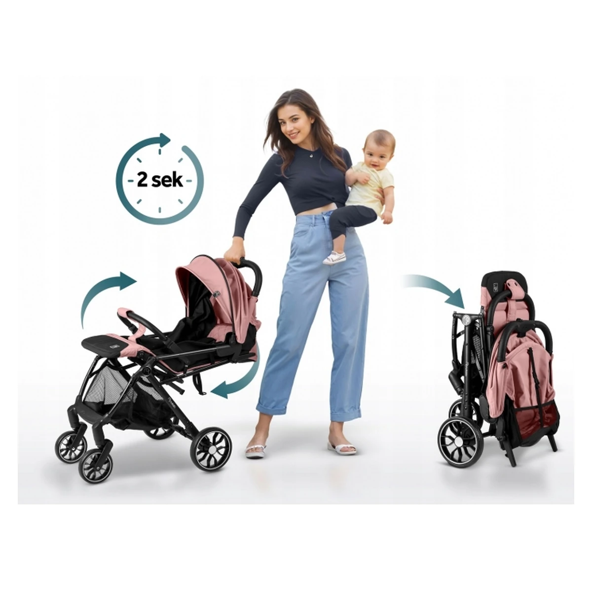 Carucior sport pentru copii, Nukido Paseo - Roz [8]