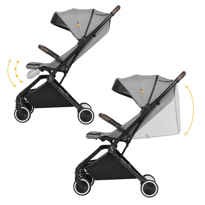 Carucior sport pliabil Skiddou Espoo+ Evening Shadow, ultracompact pentru calatorii, Gri inchis [9]
