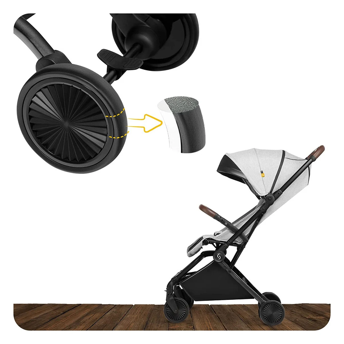 Carucior sport pliabil Skiddou Espoo+ Normandic Dream, ultracompact pentru calatorii, Gri [7]