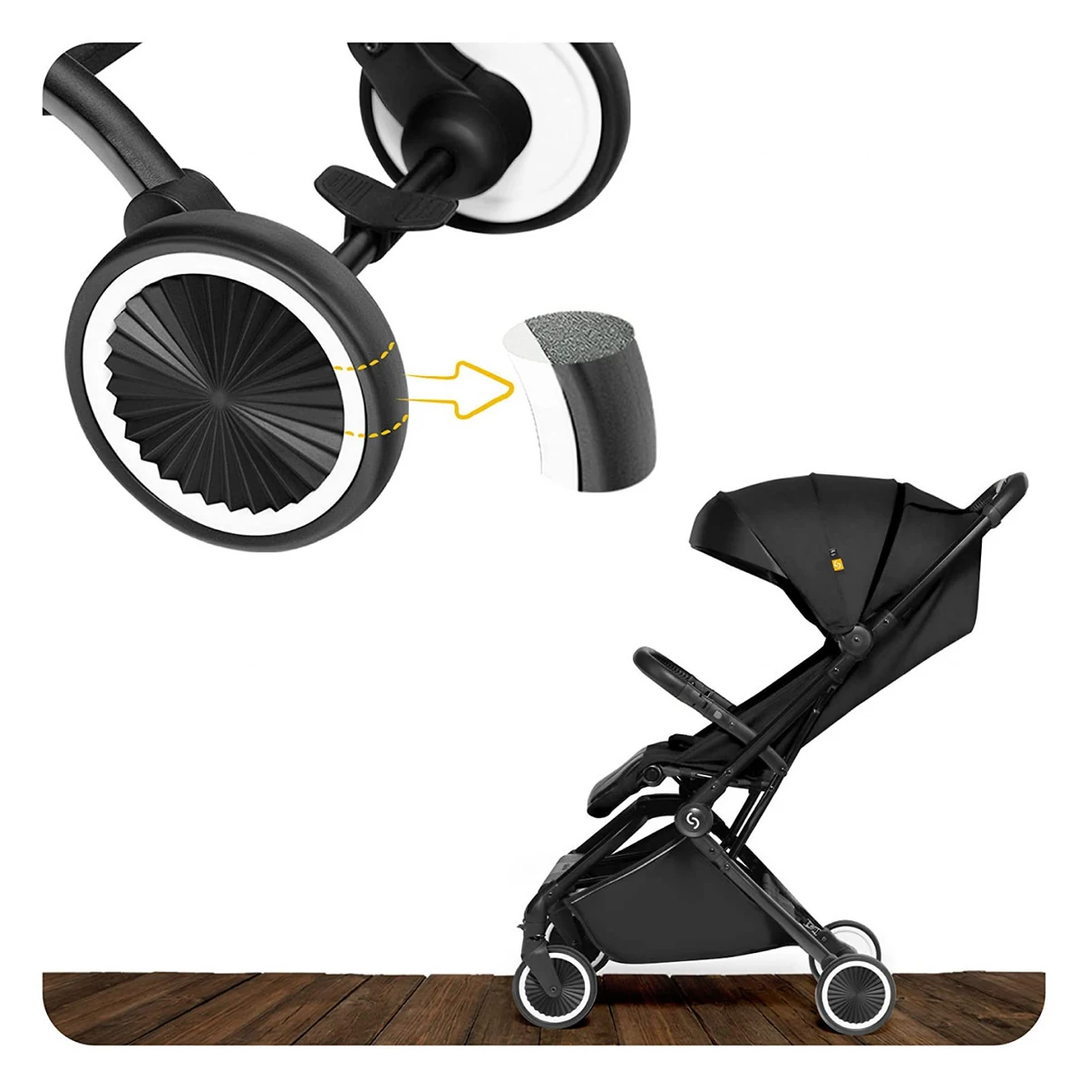 Carucior sport pliabil Skiddou Espoo+ Onyx, ultracompact pentru calatorii, Negru [11]
