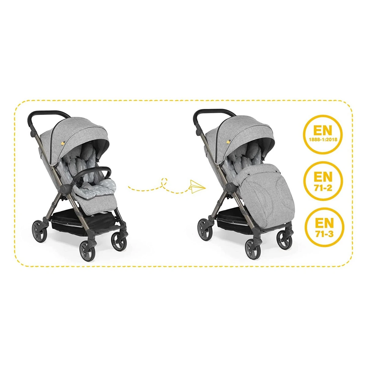 Carucior sport pliabil Skiddou Mell Normandic dream, ultracompact pentru calatorii, Gri deschis [7]