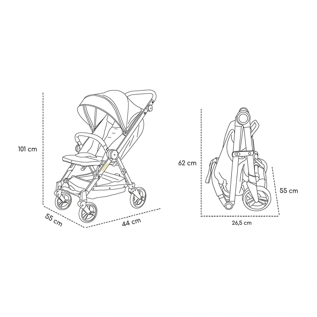 Carucior sport pliabil Skiddou Mell Normandic dream, ultracompact pentru calatorii, Gri deschis [6]