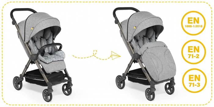 Carucior sport pliabil Skiddou Mell Normandic dream, ultracompact pentru calatorii, Gri deschis [7]