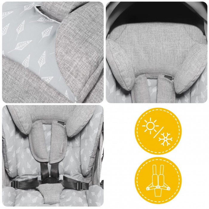 Carucior sport pliabil Skiddou Mell Normandic dream, ultracompact pentru calatorii, Gri deschis [10]