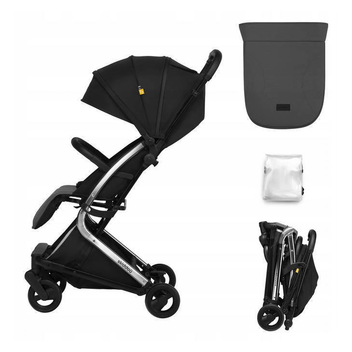 Carucior sport pliabil Skiddou Mikkeli Onyx, ultracompact pentru calatorii, Negru [2]