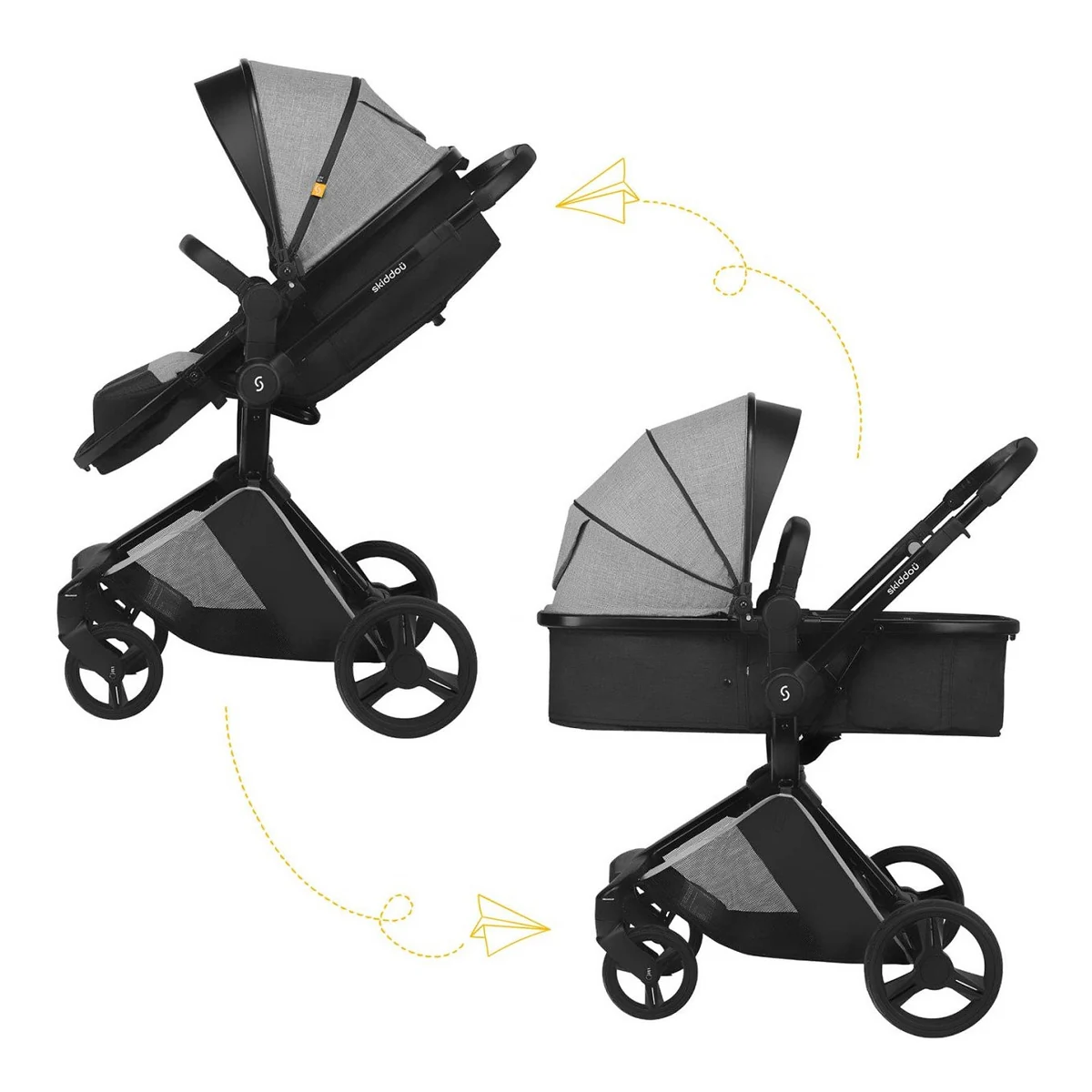 Carucior transformabil 2 in 1 Skiddou Nasjo Normandic Dream, Gri [6]