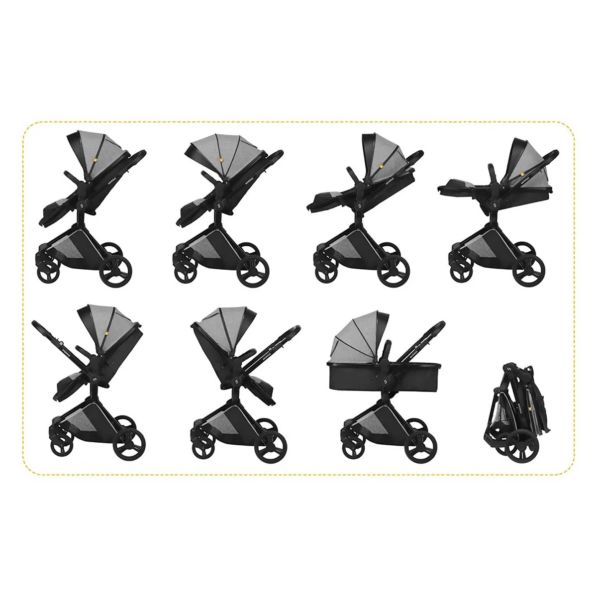 Carucior transformabil 2 in 1 Skiddou Nasjo Normandic Dream, Gri [8]