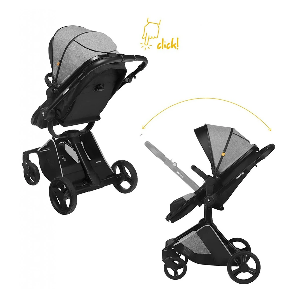 Carucior transformabil 2 in 1 Skiddou Nasjo Normandic Dream, Gri [5]