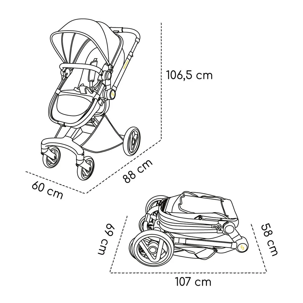 Carucior transformabil 2 in 1 Skiddou Nasjo Normandic Dream, Gri [3]