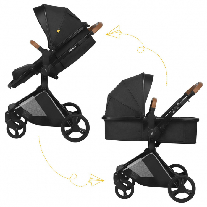 Carucior transformabil 2 in 1 Skiddou Nasjo Onyx, Negru [5]