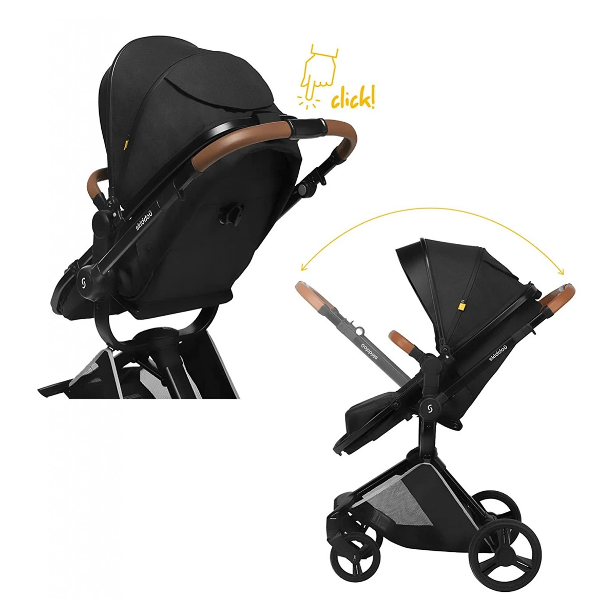 Carucior transformabil 2 in 1 Skiddou Nasjo Onyx, Negru [9]