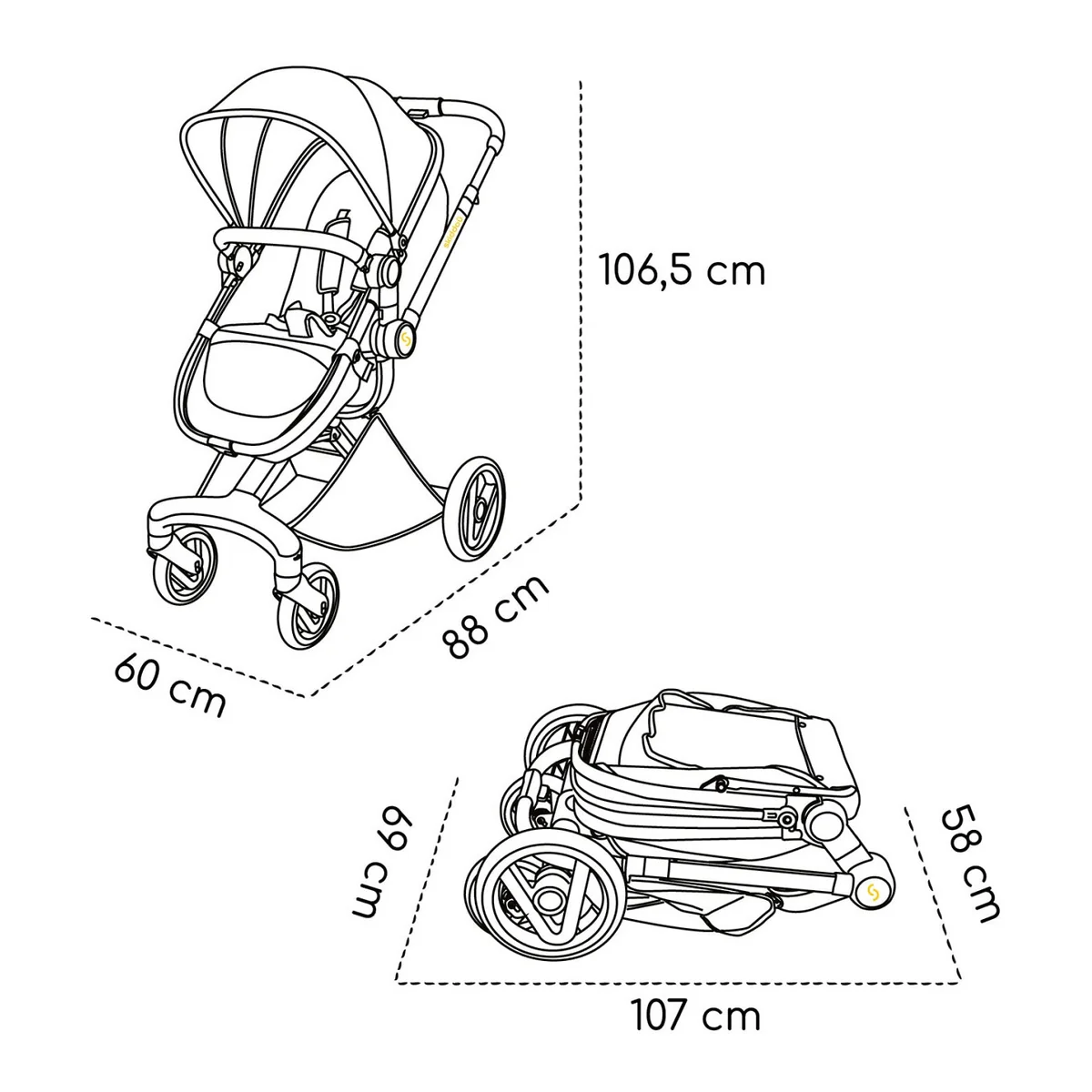 Carucior transformabil 2 in 1 Skiddou Nasjo Onyx, Negru [3]