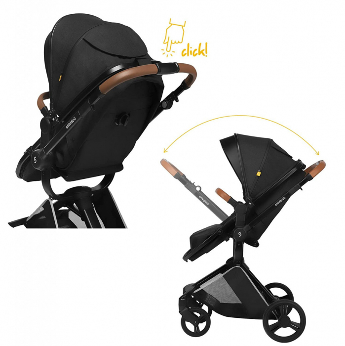 Carucior transformabil 2 in 1 Skiddou Nasjo Onyx, Negru [9]