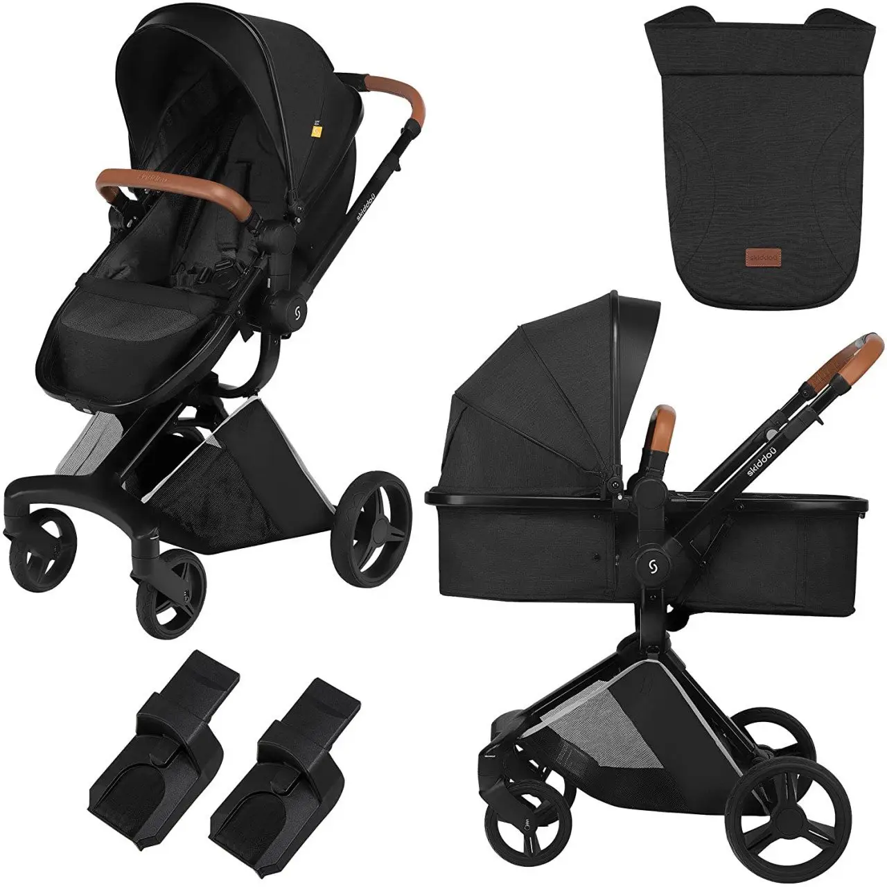 Carucior transformabil 2 in 1 Skiddou Nasjo Onyx, Negru [1]
