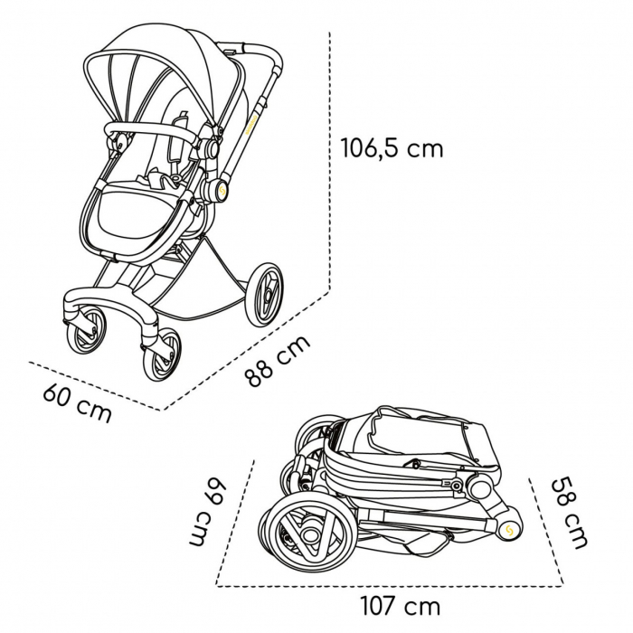 Carucior transformabil 2 in 1 Skiddou Nasjo Onyx, Negru [3]