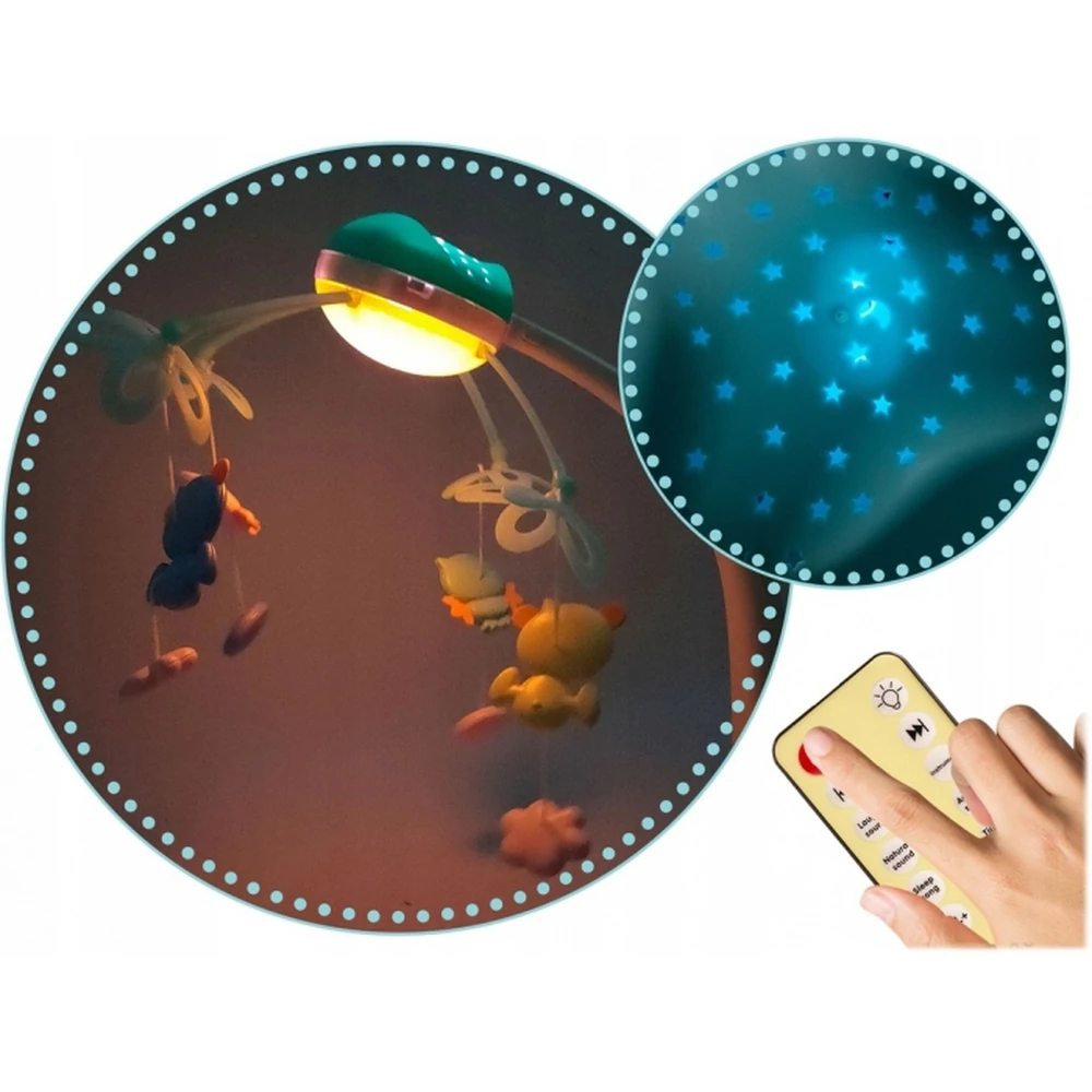 Carusel muzical pentru patut cu proiector, sunete si jucarii Ricokids - Albastru [2]