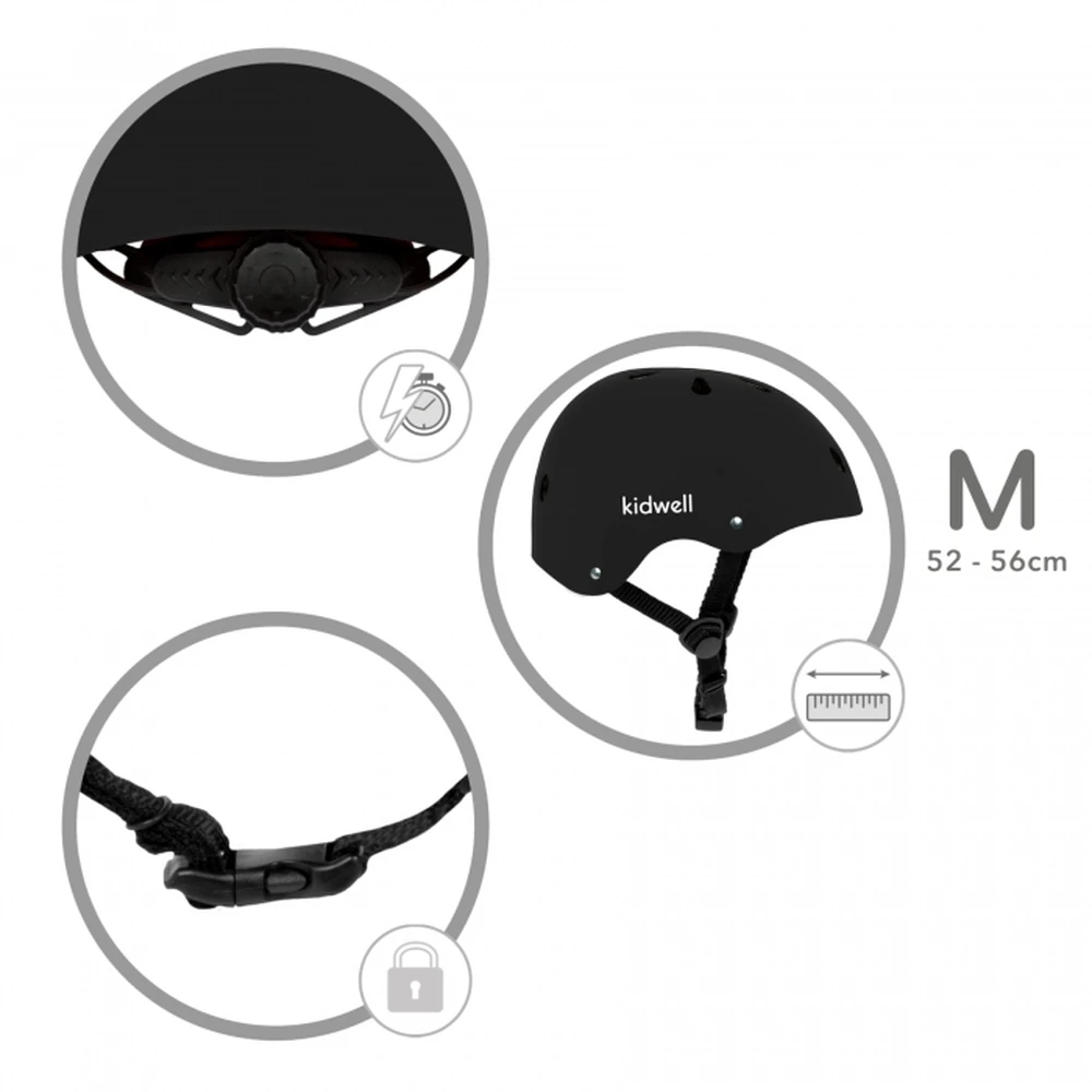 Casca De Protectie Pentru Copii Kidwell Orix Ii, Marimea M 52-56 Cm - Black Mat [8]