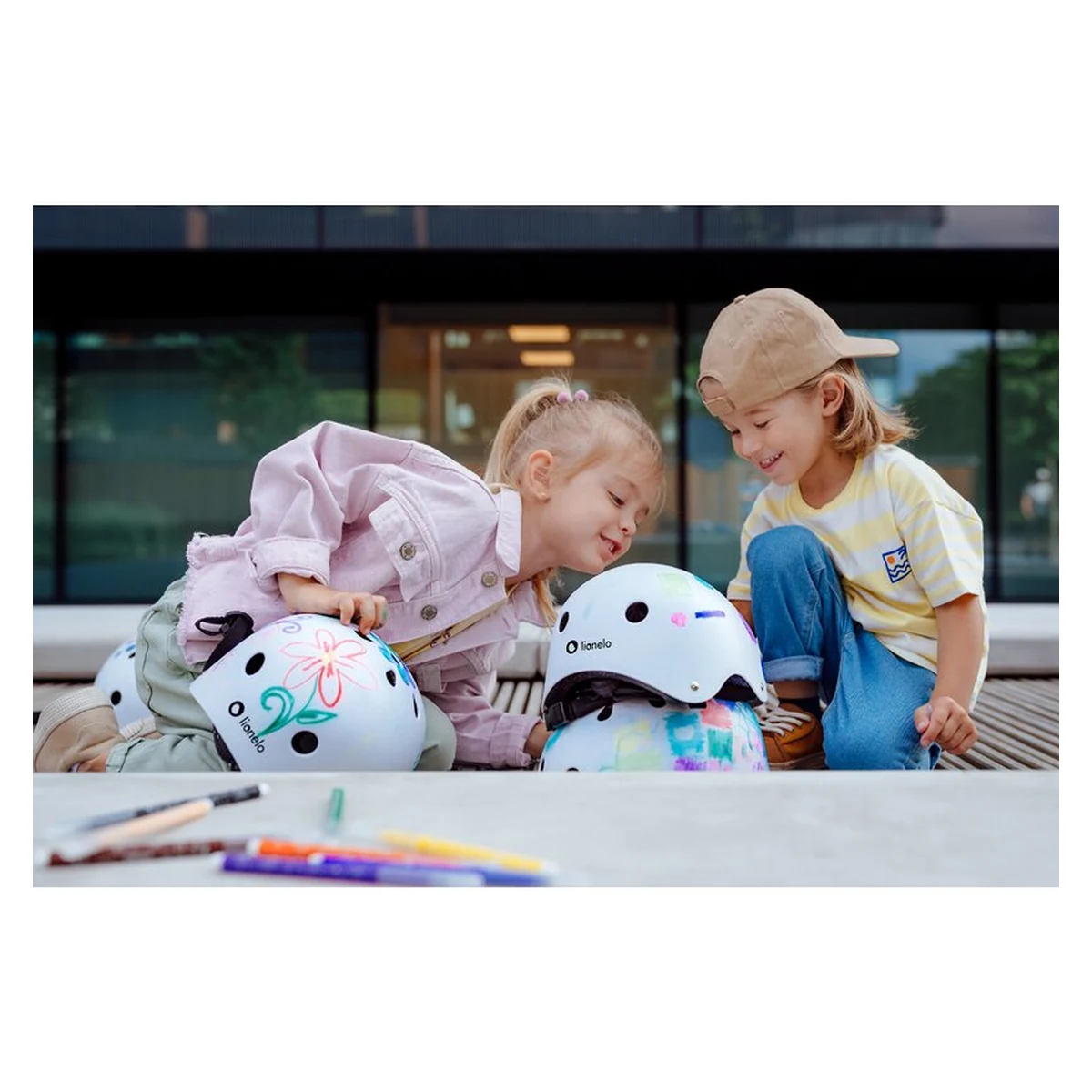 Casca pentru copii, Lionelo, Reglabila 50-56 cm, Din ABS si EPS, Albastru [20]