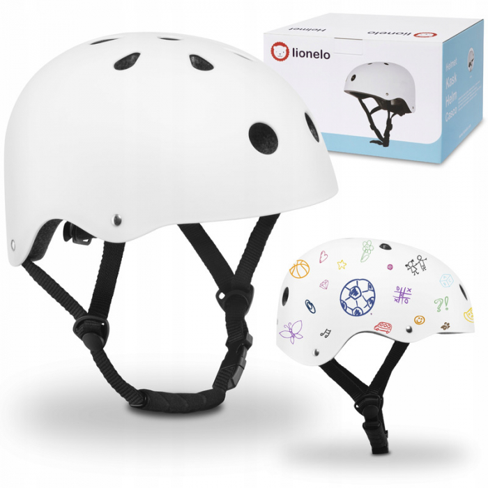 Casca pentru copii, Lionelo, Reglabila 50-56 cm, Din ABS si EPS, Alb [3]