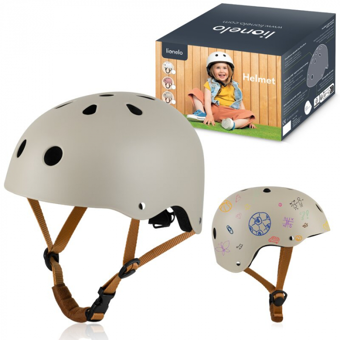 Casca pentru copii, Lionelo, Reglabila 50-56 cm, Din ABS si EPS, Bej [11]