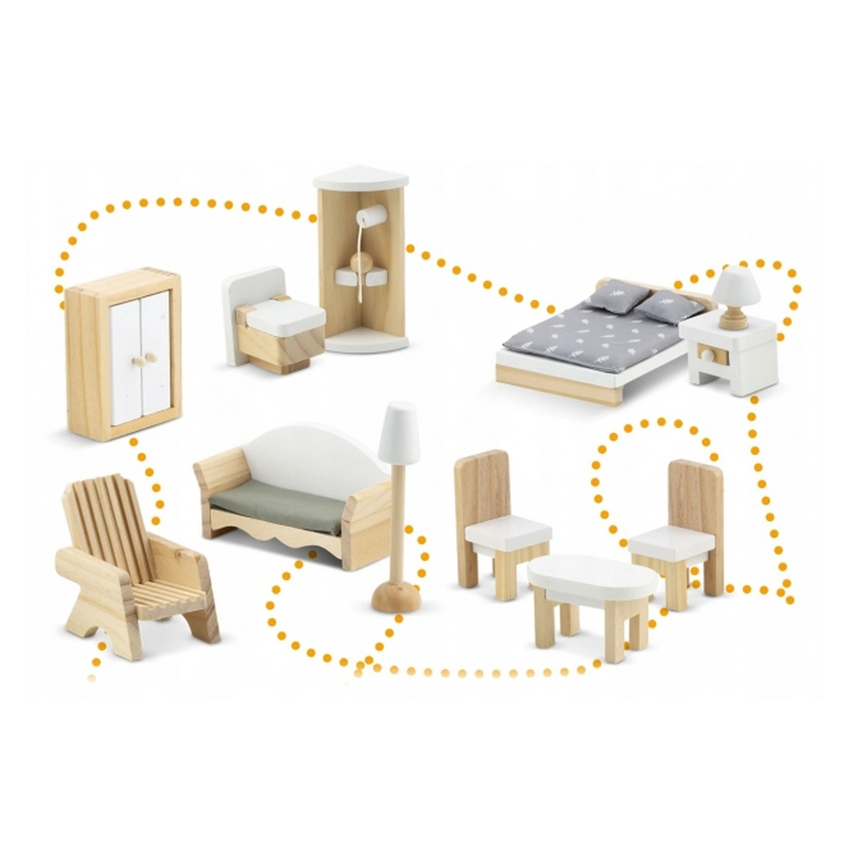 Casuta de papusi lemn Ricokids 3 etaje Albastru deschis [7]