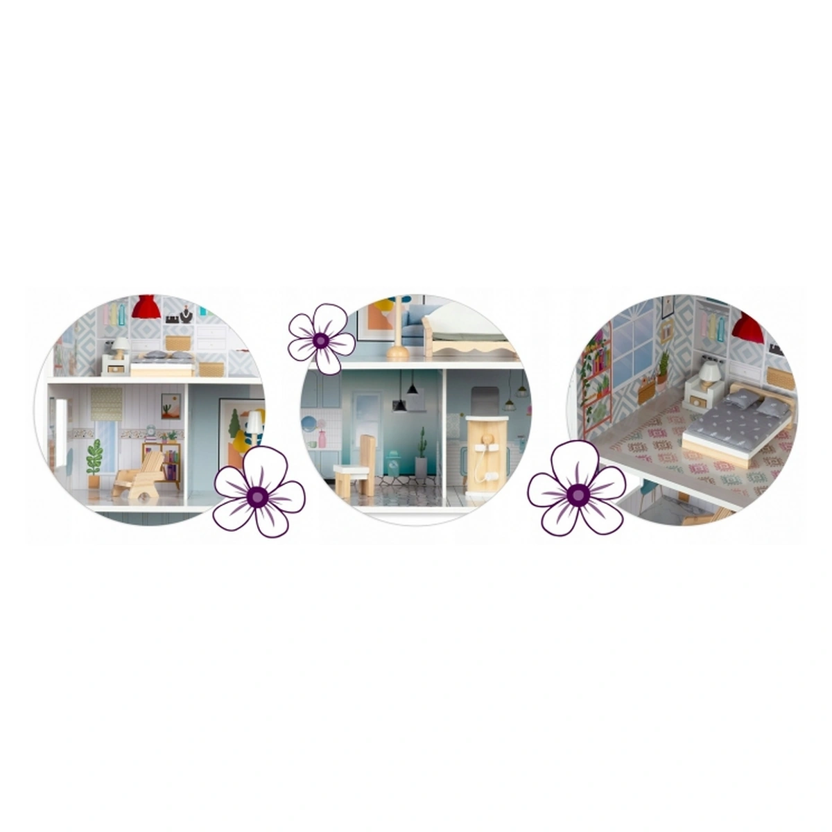 Casuta de papusi lemn Ricokids 3 etaje Albastru deschis [6]