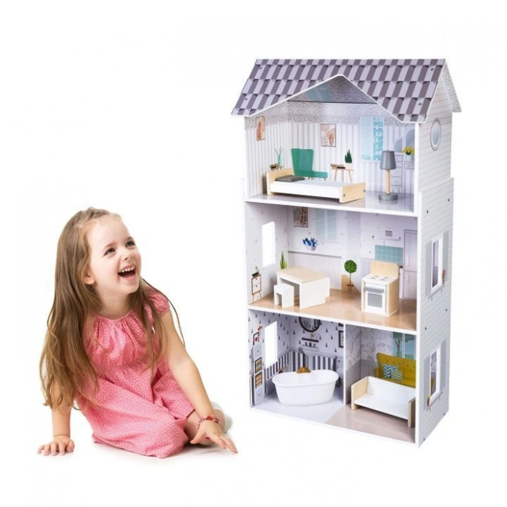 Casuta de papusi inalta din lemn cu mobilier, casuta lui Grace, Ecotoys [8]
