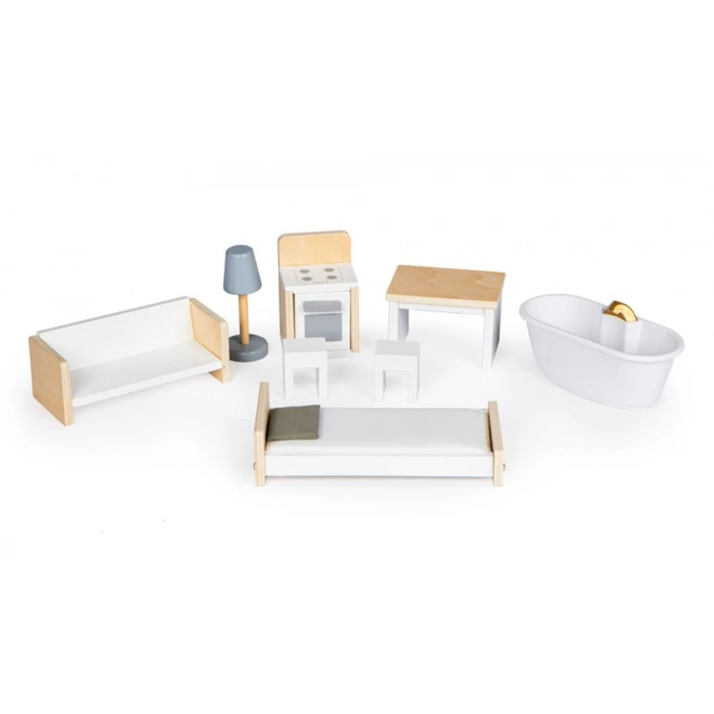 Casuta de papusi inalta din lemn cu mobilier, casuta lui Grace, Ecotoys [7]