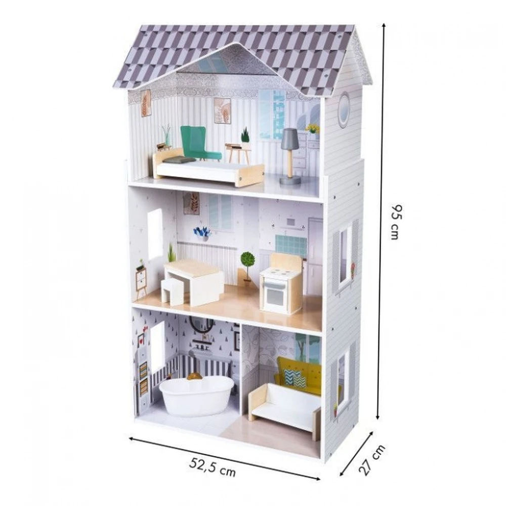 Casuta de papusi inalta din lemn cu mobilier, casuta lui Grace, Ecotoys [9]
