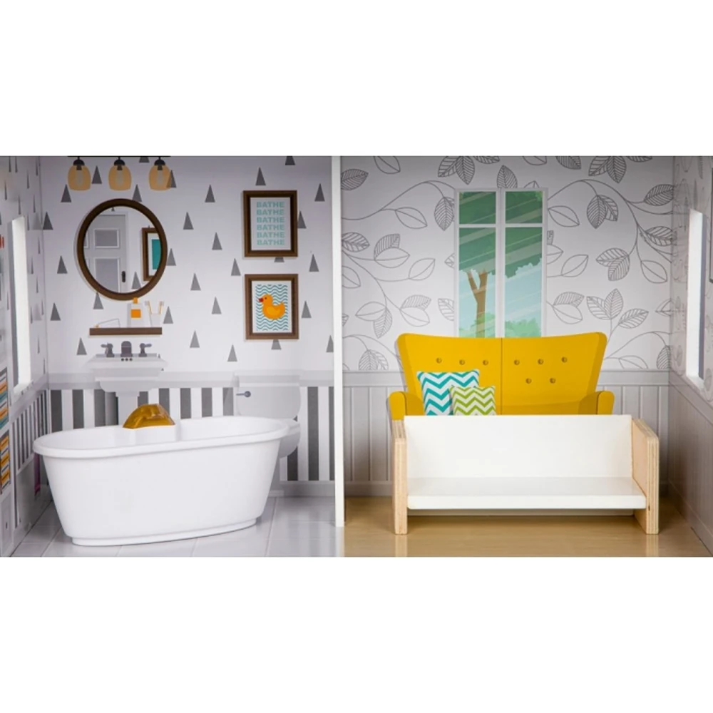 Casuta de papusi inalta din lemn cu mobilier, casuta lui Grace, Ecotoys [5]