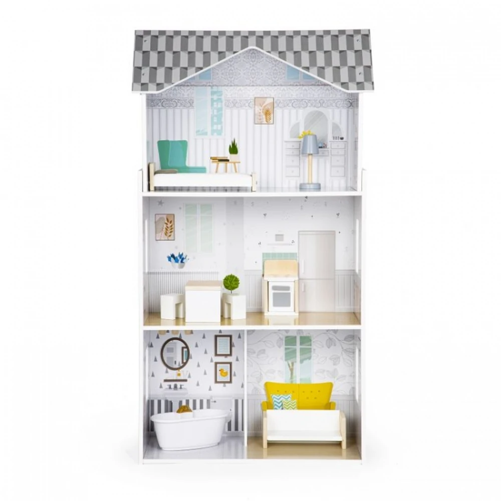Casuta de papusi inalta din lemn cu mobilier, casuta lui Grace, Ecotoys [2]