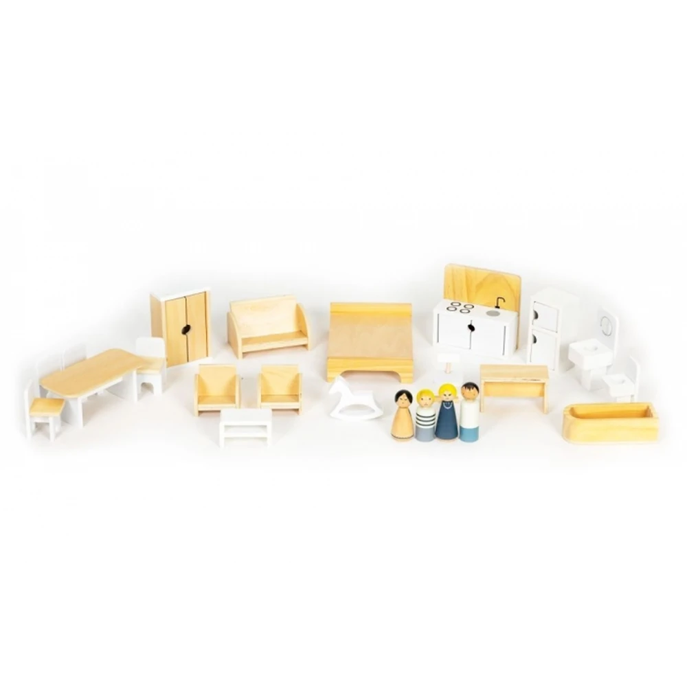 Casuta de papusi inalta din lemn cu mobilier Ecotoys [8]