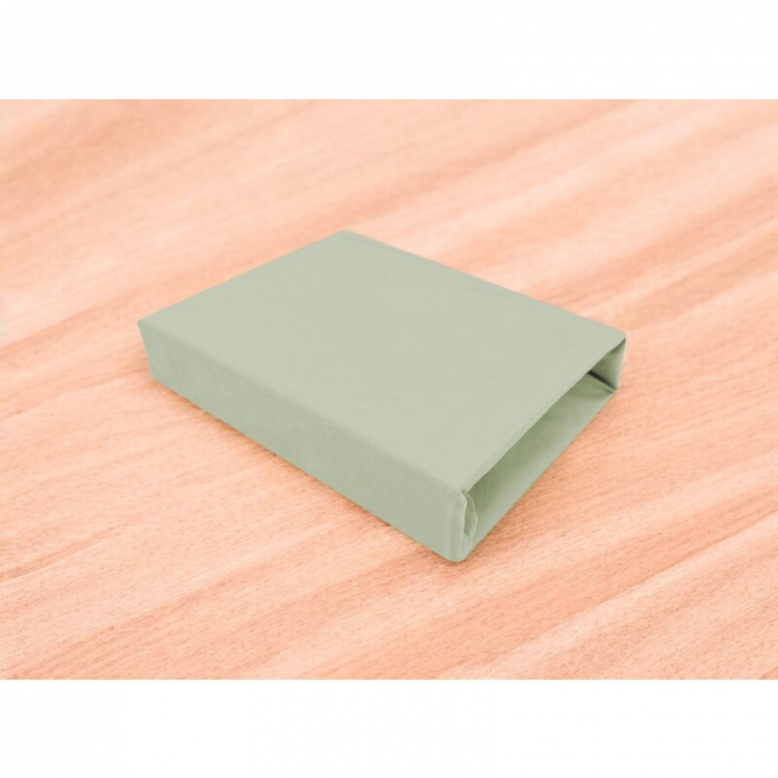 Cearceaf cu elastic, MimiNu, Jerse, Pentru patut 120X60 cm, Olive [2]