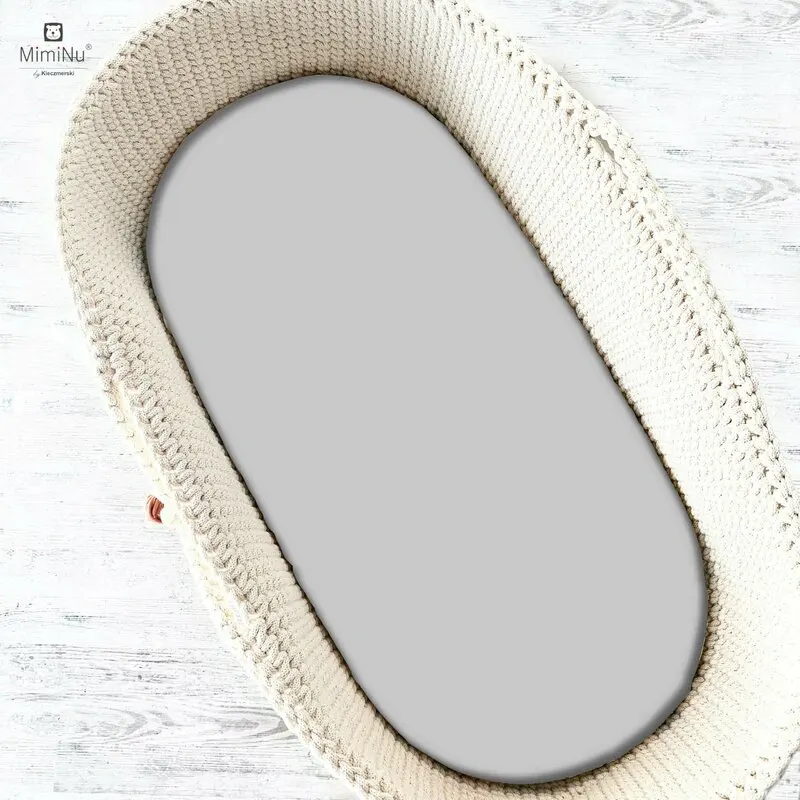 Cearceaf cu elastic, MimiNu, Pentru landou, carucior si cosulet, 80x35 cm, Jerseu, Gray [1]