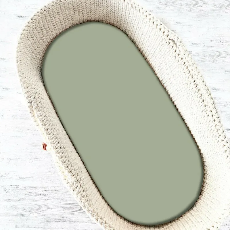 Cearceaf cu elastic, MimiNu, Pentru landou, carucior si cosulet, 80x35 cm, Olive [1]