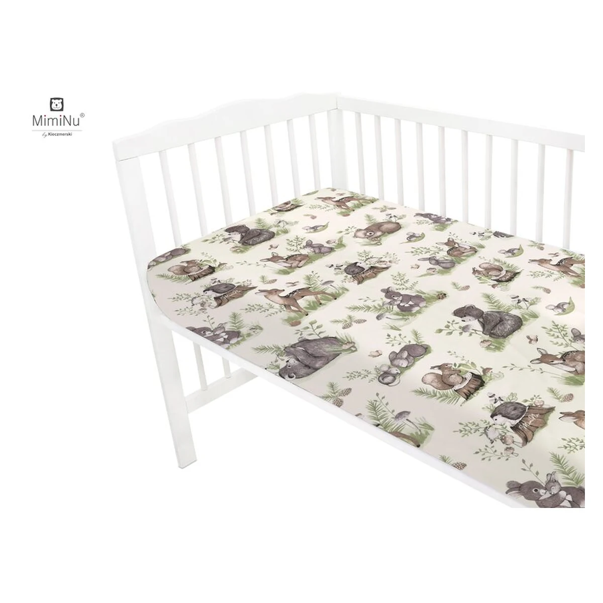 Cearceaf cu elastic, MimiNu, Pentru patut 120X60 cm, bumbac, Calm Forest Natural [3]