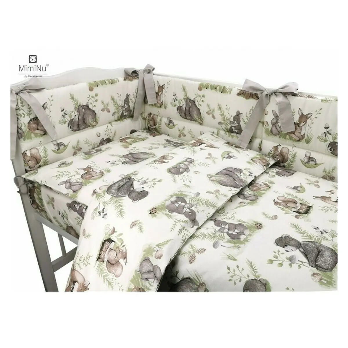 Cearceaf cu elastic, MimiNu, Pentru patut 120X60 cm, bumbac, Calm Forest Natural [4]